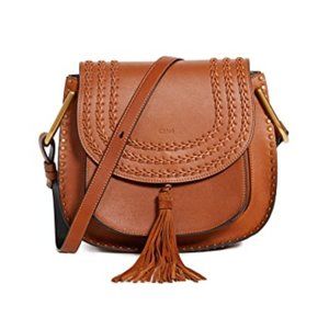 Chloe Leather Braided Hudson Shoulder Bag Caramel